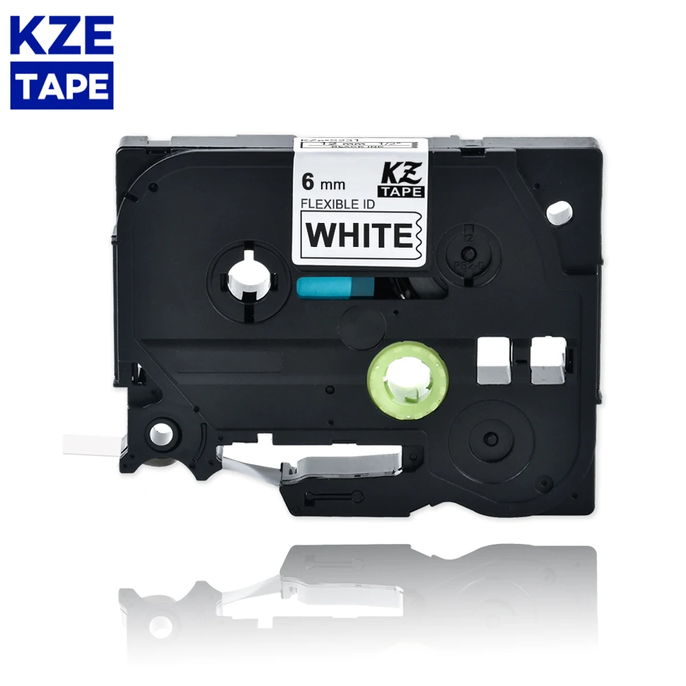 kze 6mm FX211 Flexible label Black on White Laminated  Flexible Cable Label Tapes compatible  borther P-touch PT Tze-FX211 TZEFX