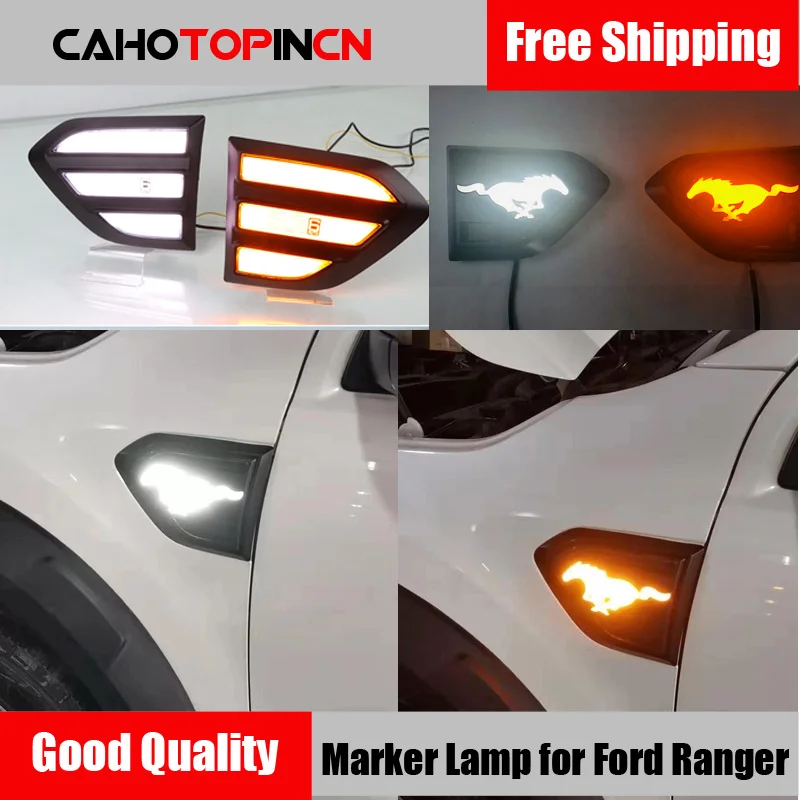 

LED DRL Side Marker Light Fender Lamp for Ford Ranger Everest 2015 2016 2017 2018 2019 Daylight with Dynamic Turn Signal