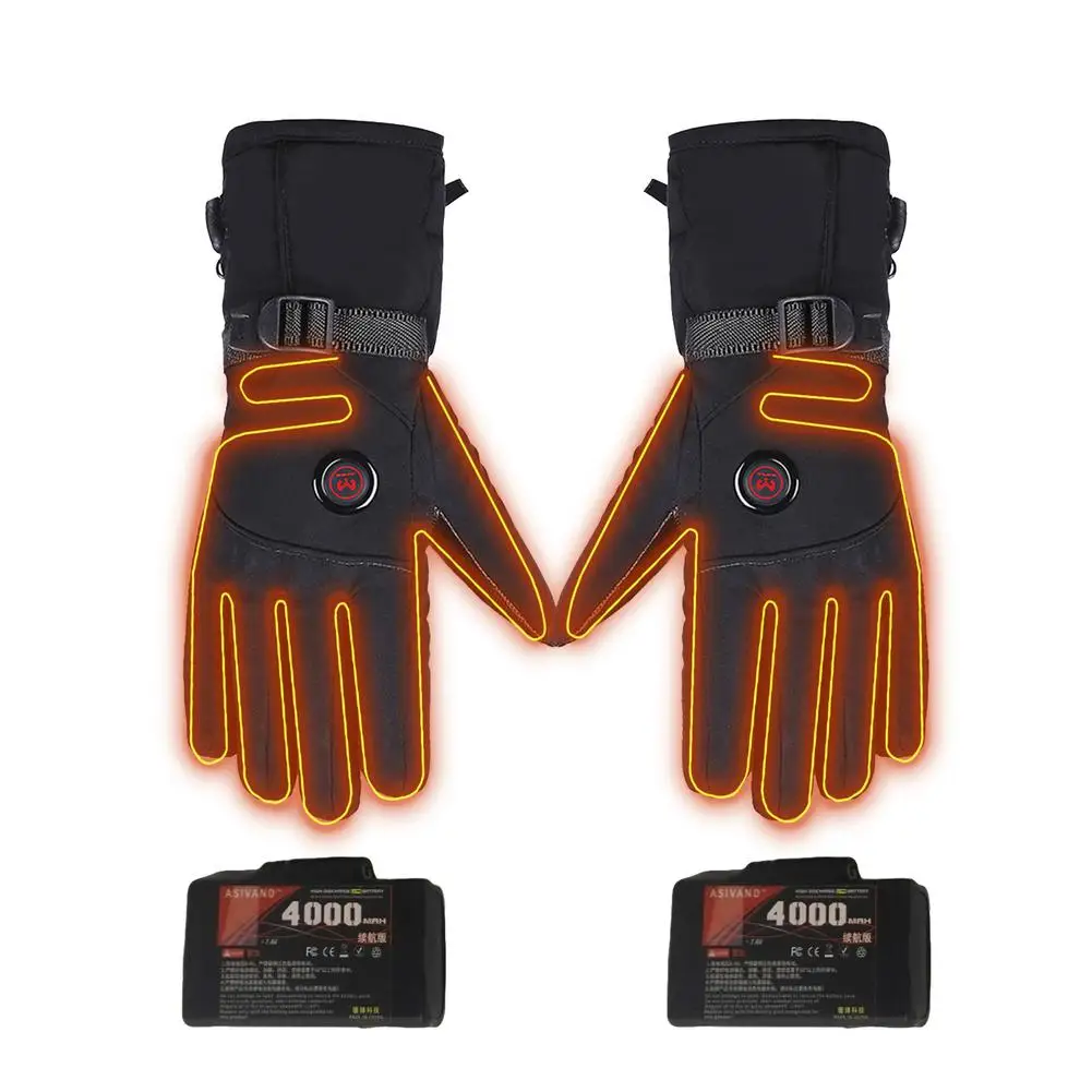 

Winter 3 Spees Temperature PU Waterproof Heated Gloves Motorcycle 4000mAh Lithium Battery Mittens Full Touch Screen Guantes Moto