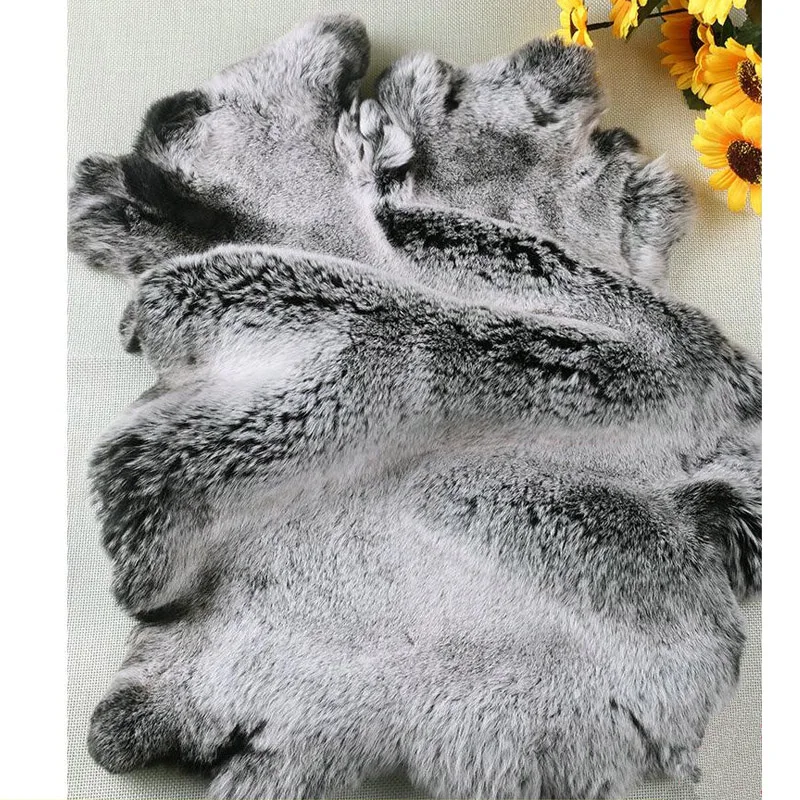 Real Rex Rabbit Fur Pelt, Frosted Black, Genuine Rabbit Fur, Fluffy Dense Warm Leather, DIY Clothing Accessories, Home Decor