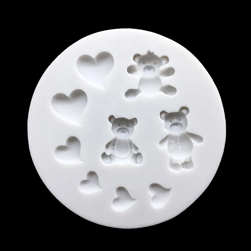 하트 곰 모양 실리콘 몰드 Sugarcraft 초콜릿 컵케익 베이킹 몰드, 퐁당 케이크 장식 도구