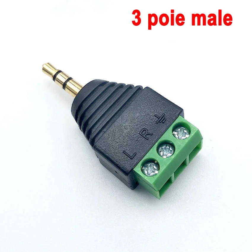 Earphone Audio Jack 3.5mm Connector Stereo Adapter Male Female RCA Audio Mono Channel Plug to Screw Terminal Mono Channel Plug