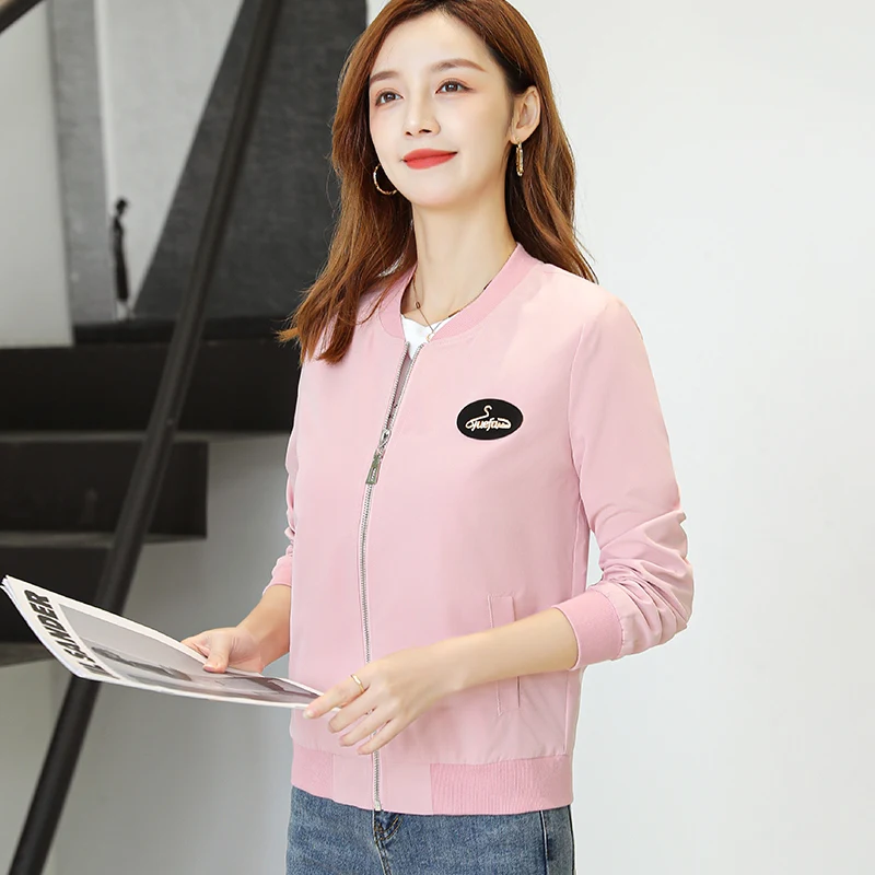 

Spring Women Jacket Coat Solid Color Female Trench Pink V Neck Long Sleeve High Quality Ladies Clothing Free Ship