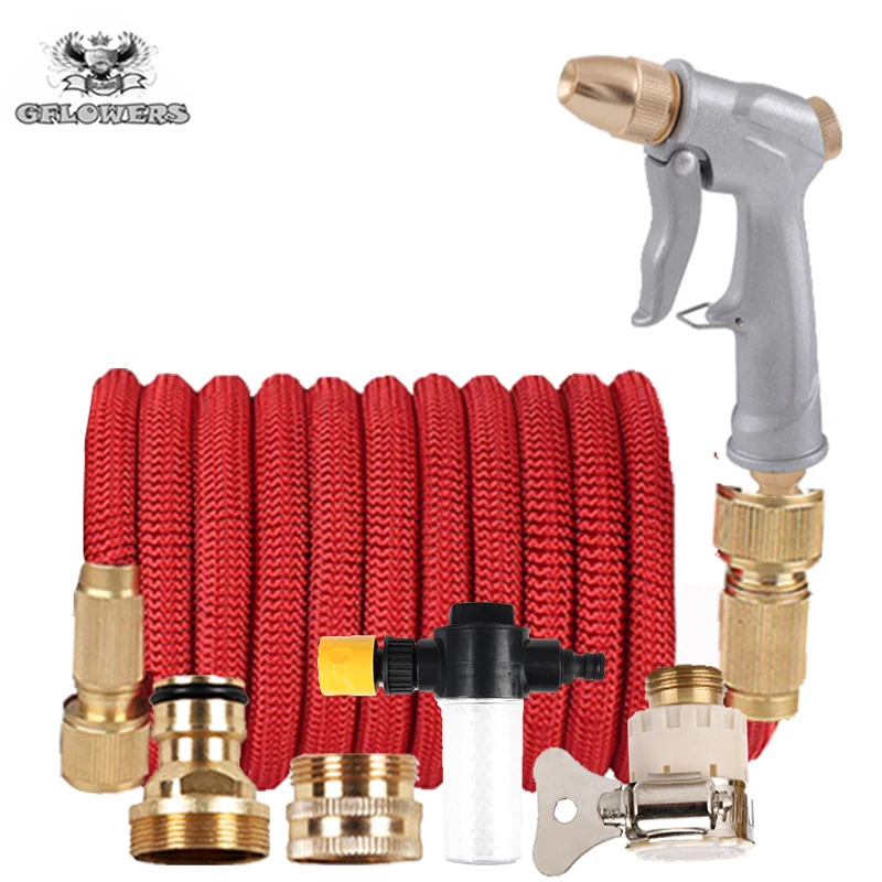 

26FT-100FT Telescopic Garden Hose Plastic Magic Hose flexible Car Wash Hose Metal Spray Gun Outdoor Garden High Quality Watering