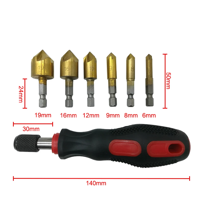 6 in 1 Chamfer Tool Countersink Tool Removes Burrs Left From Cutting Pipes Hand Reamer