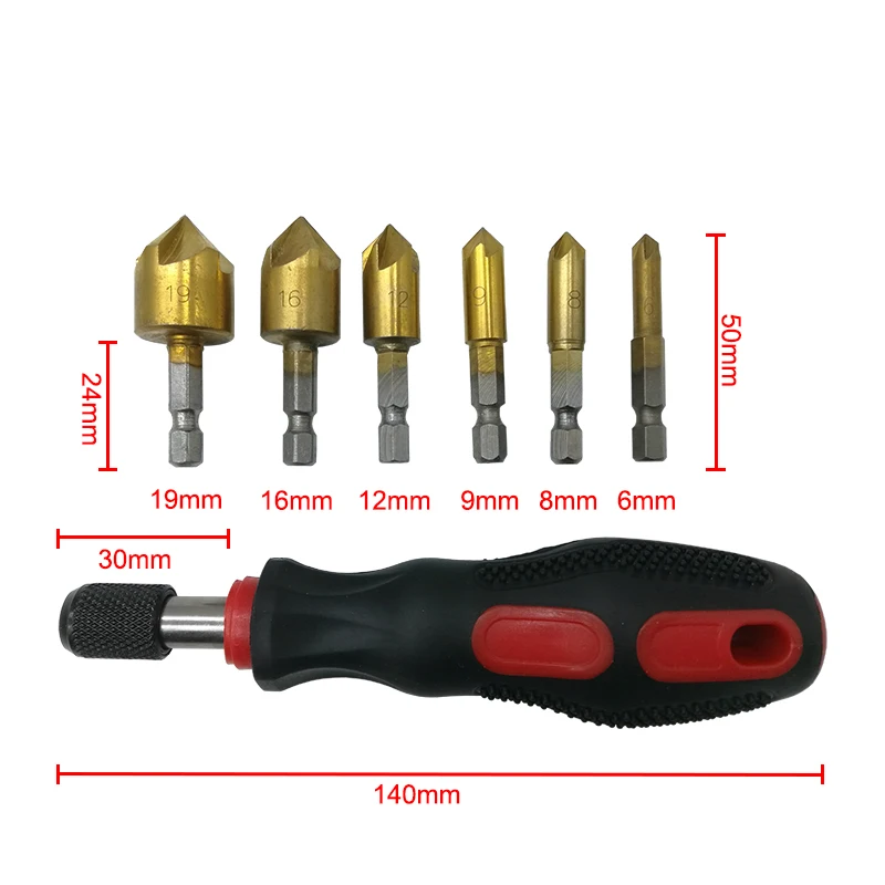 Herramienta de chaflán 6 en 1, herramienta avellanadora que elimina las rebabas a la izquierda de los tubos de corte, escariador manual
