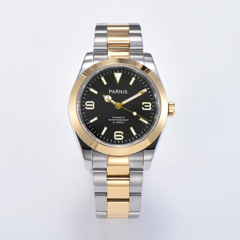 Fashion Parnis 40mm Gold Bezel Mechanical Automatic Men Watch Miyota 8215 Sapphire Stainless Steel Luxury Watches reloj hombre