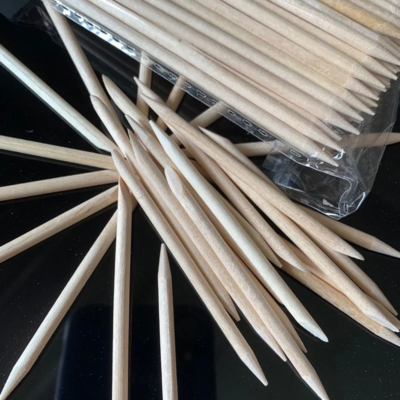 100pcs Wooden Sticks for Nails Design Nail Gel Polish Drawing Art Orange Wood Stick Cuticle Pusher Remover Manicure Tool Set