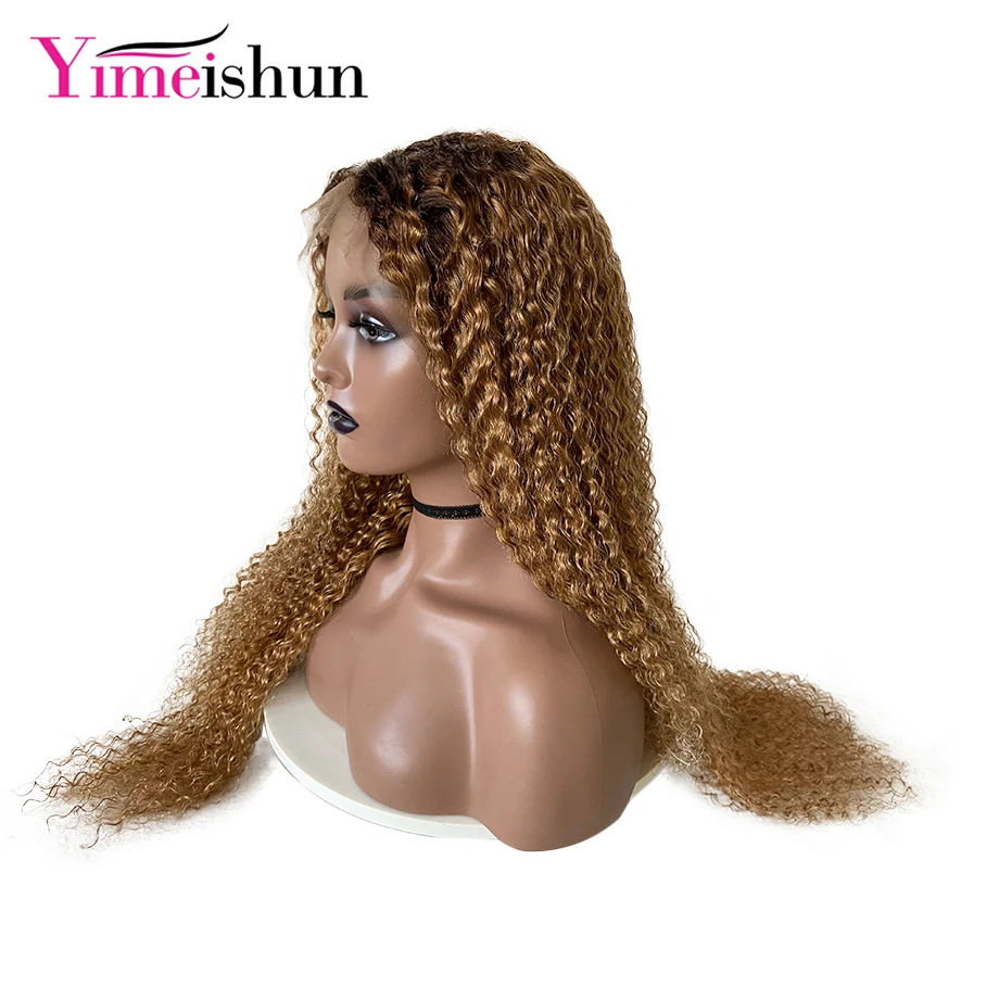 Omber Wig Human Hair T4/27 Ginger Blonde Kinky Curly Lace Front Wig Brazilian 28 Inch Pre-plucked Colorful Wigs For Women