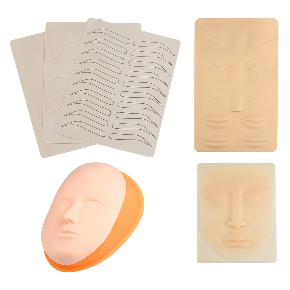 3D Tattoo Silicone Practice Face Head Lips Eyebrows Pad Professional Training Mannequin Doll Fake Skin for Eyelash Extension