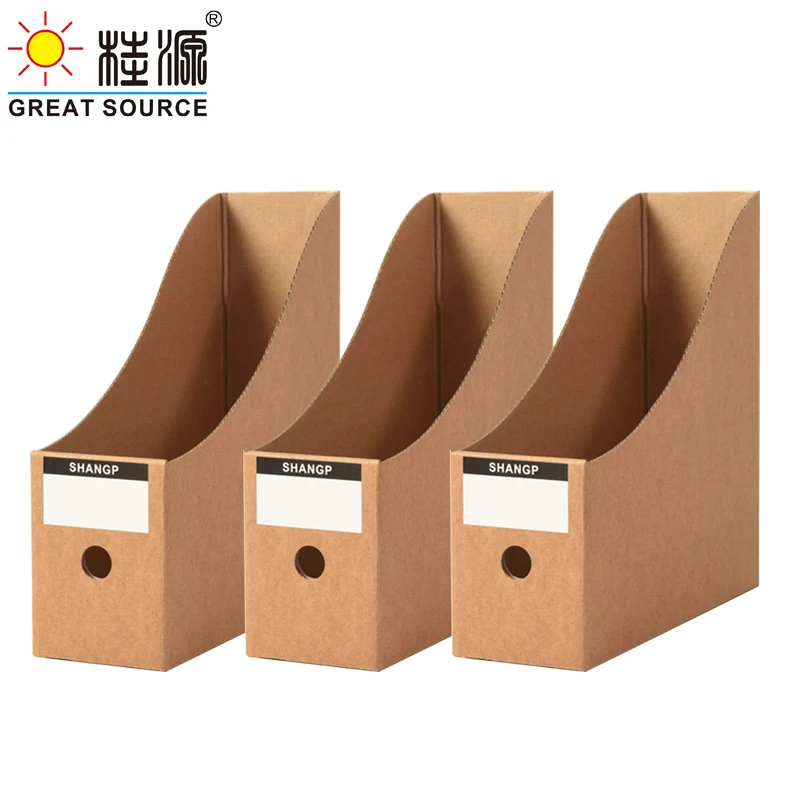 MQQFoldaway File Holder Kraft Newspaper Box Desk Top Organizer Magazine Bookend Corrugated File Holder Office Stationery (10PCS)