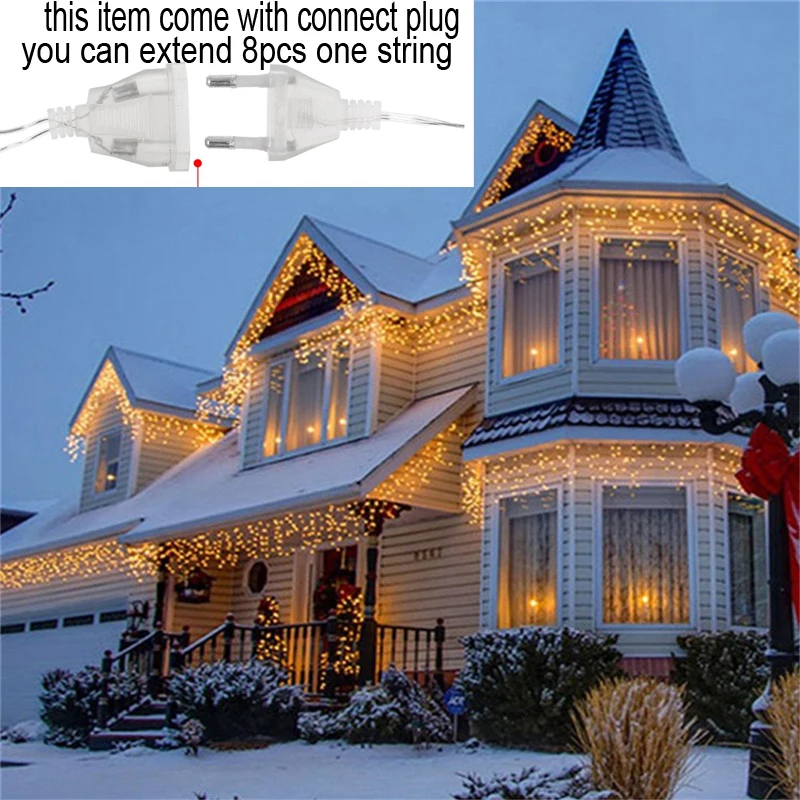 110V 220V 5m 96Leds Christmas Garland LED Curtain Icicle String Light Indoor Drop Party Garden Stage Outdoor Decorative Light