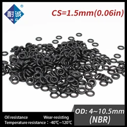 300PCS/lot Rubber Black NBR CS1.5mm OD4/4.5/5/5.5/6/6.5/7/7.5/8/8.5/9/9.5/10/10.5mm O Ring Gasket Oil resistant waterproof-.-