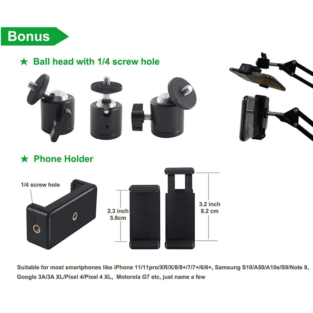 Flexible Overhead Stativ Halterung für Kamera Webcam Ring Licht iPhone Tisch Ständer Zubehör für Telefon Video Aufnahme Live-Stream