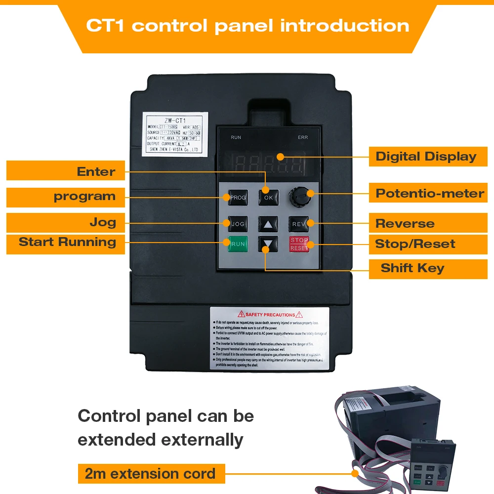 Frequency Converter Adjustable Speed VFD Inverter 1.5KW/2.2KW/4KW ZW-CT1 3P 220V Output for Motor Low Frequency inverter wzw4