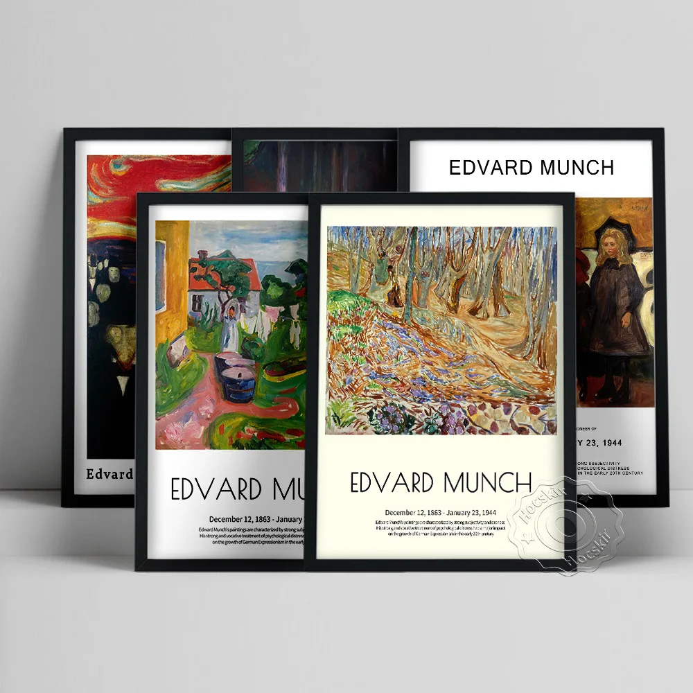 Edvard Munch Exhibition Poster, Edvard Four Girls Oil Painting, Elm Forrest In Spring Wall Stickers, Vintage Munch Art Prints