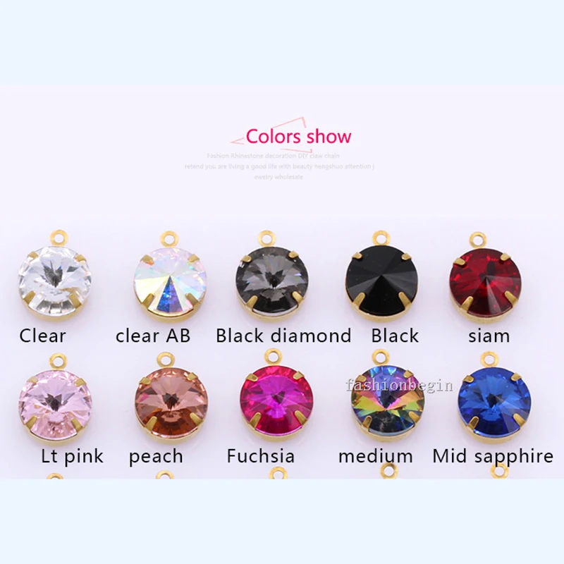 All size 24-colors 6/8/10/12/14mm Rivoli Round Glass Rhinestone Crystal Single hole Rhinestone Charm Sewing Diy Jewelry Beads