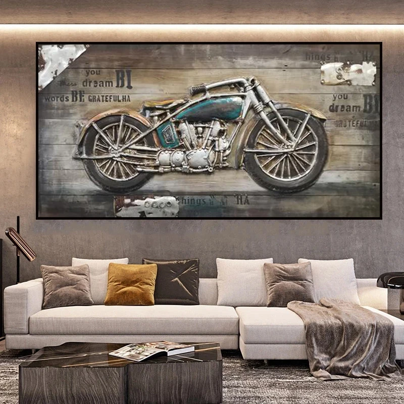 Motorcycle Retro Canvas Art Poster Pictures Home Decor Racing Mural Posters and Prints Living Room Home Decor Mural (No Frame)