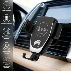 Cargador de teléfono inalámbrico rápido para coche, soporte de teléfono de montaje en ventilación de aire para iPhone 8 11/X para Samsung S7/S8, inducción infrarroja Qi, 15W