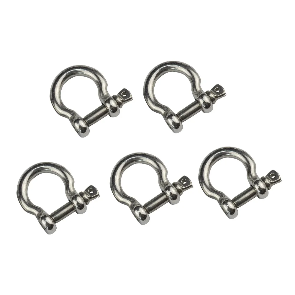 5PCS 304 Stainless Steel Bow Shackle With Screw Pin Rigging Hardware 4mm 5mm 6mm 8mm 10mm Tow Shackle For Survival Bracelets