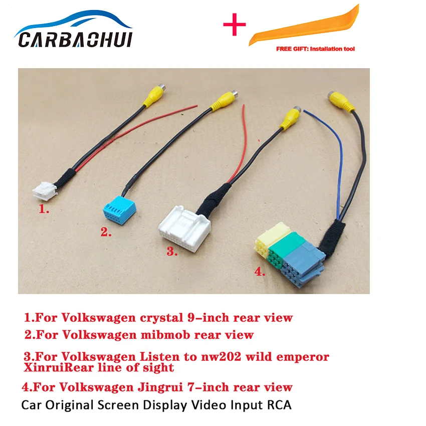 Car Rear View Camera For Volkswagen riginal Video Input Switch RCA Adapter Connector Convertor Wire Cable +car camera