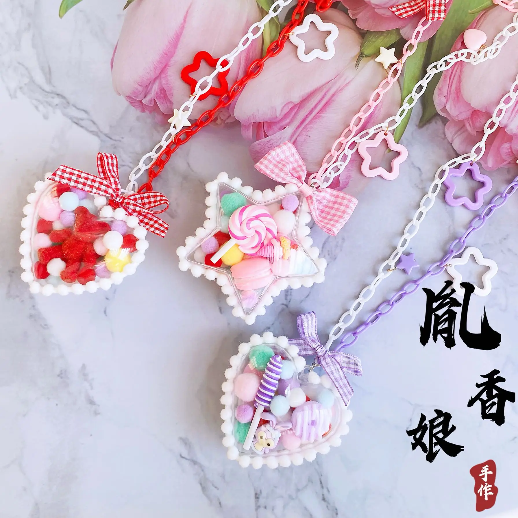 Hand made lovely sweet lolita yi necklace lolita five pointed star pendant - chromosphere candy chain female love