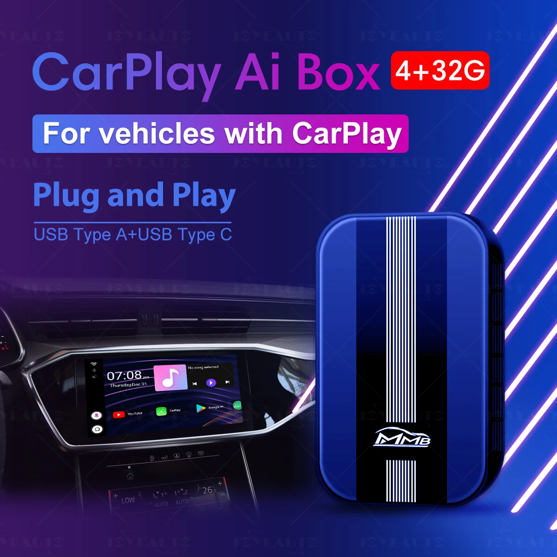 MMB Carplay Android 9 AI Box For Volkswagen VW VAG Golf Touareg PASSAT Beetle Multivan Wireless Apple Carplay Dongle Car Audio