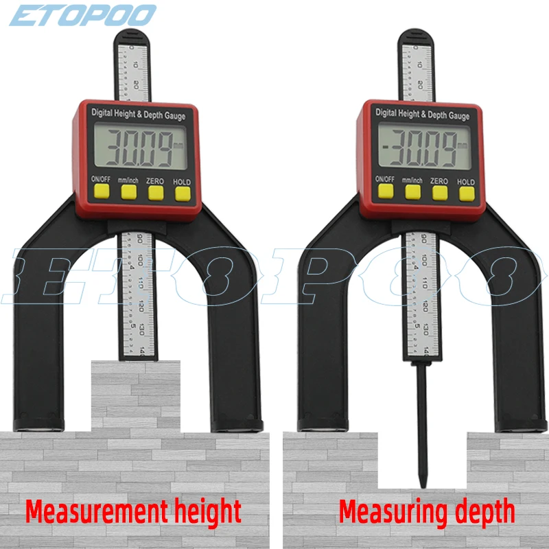 Digital Depth Gauge Digital Tread Depth Gauge LCD Magnetic Self Standing Aperture 80mm Hand Routers