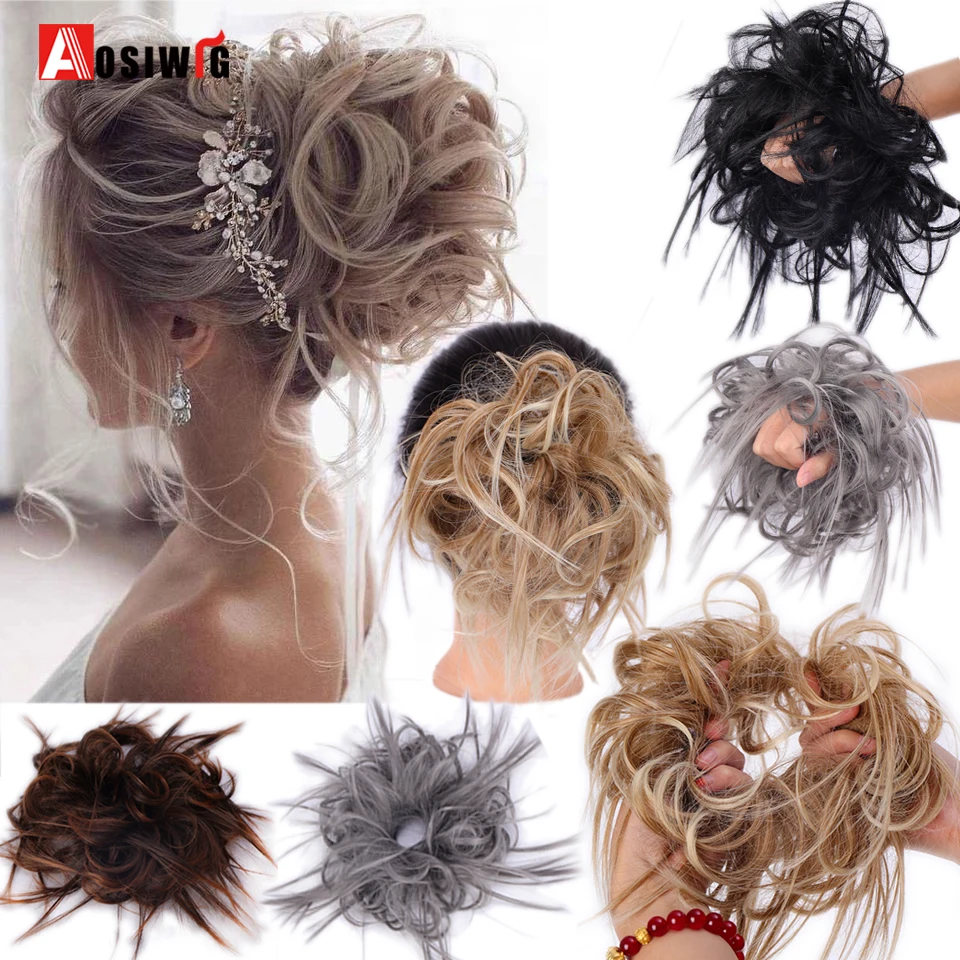 

AOSIWIG Synthetic Messy Hair Bun Elastic Donut Chignons Wrap Around Ponytail Hairpiece Scrunchies Updo Hair Extension for Woman