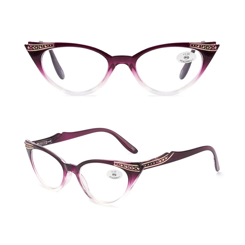 Fashion Women Reading Glasses Cat Eye, Elegant Reader Eyewear High Quality Ladies Presbyopic Eyeglasses 1.0 1.5 2.0 2.5 3.0 3.5