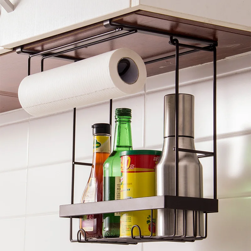 Spice rack paper towel  hanging punch-free  kitchen storage  WY5