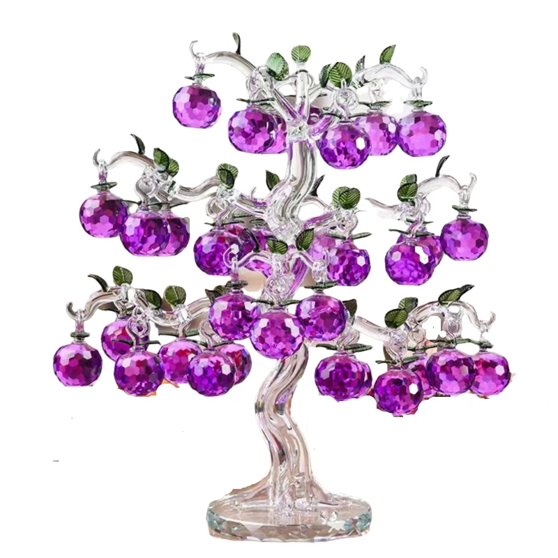 Crystal Tree With 36 Glass Apples Pendants Figurines Christmans Ornament Wealth Lucky Tree Housewarming Gift Home Decor