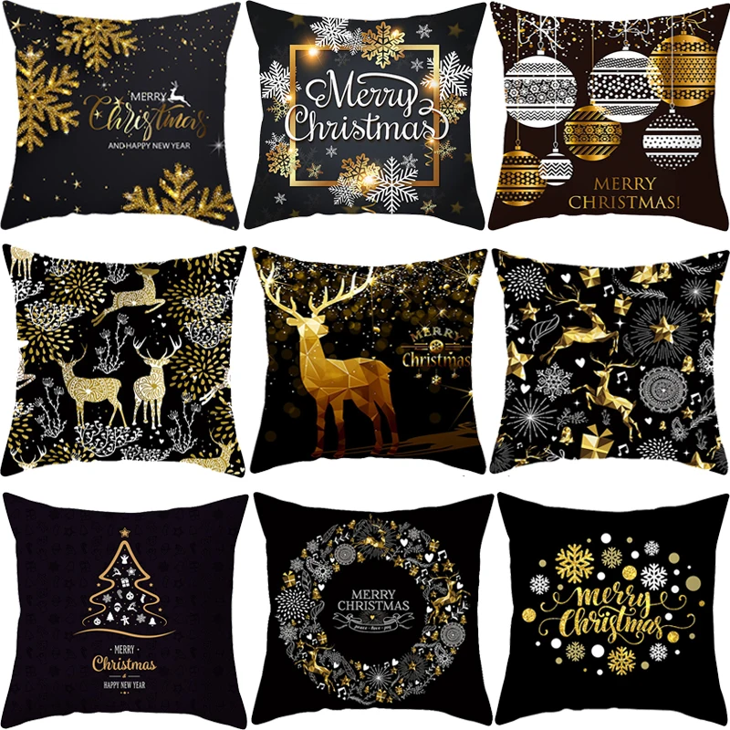 Christmas Cushion Cover Merry Christmas Decorations for Home 2023 Christmas Ornament Navidad Xmas Santa Natal Noel New Year 2024