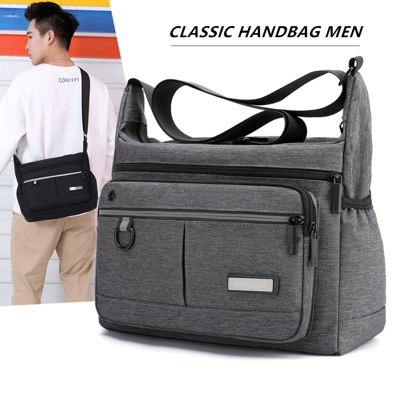 Polyester Shoulder Bags Men Solid Colors Messenger Bags Strong Fabric Bags Casual Style Crossbody Bags 2020 Multiple Pockets