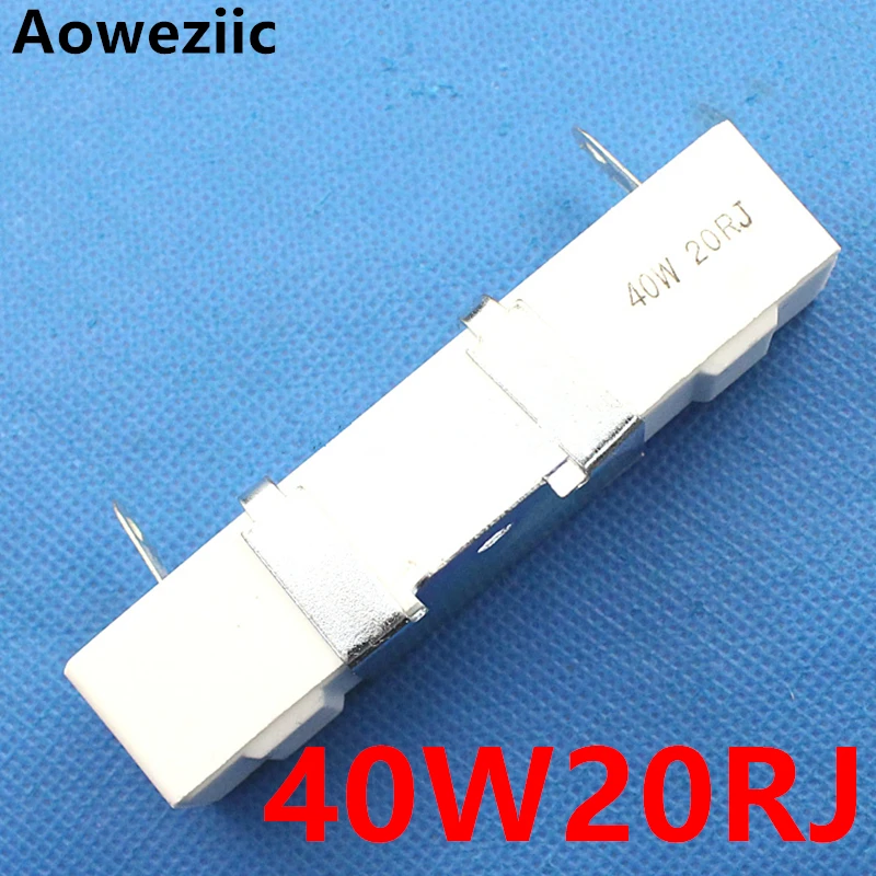 

(5pcs/lot) 40W 20 ohm +/- 5% Horizontal cement resistor 40W20RJ Cement resistance 40W20ΩJ Ceramic resistor plug-in RX27-4H