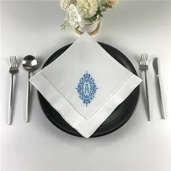 Table napkins Monogrammed Dinner Napkins White linen Hemstitch Table Napkins 20