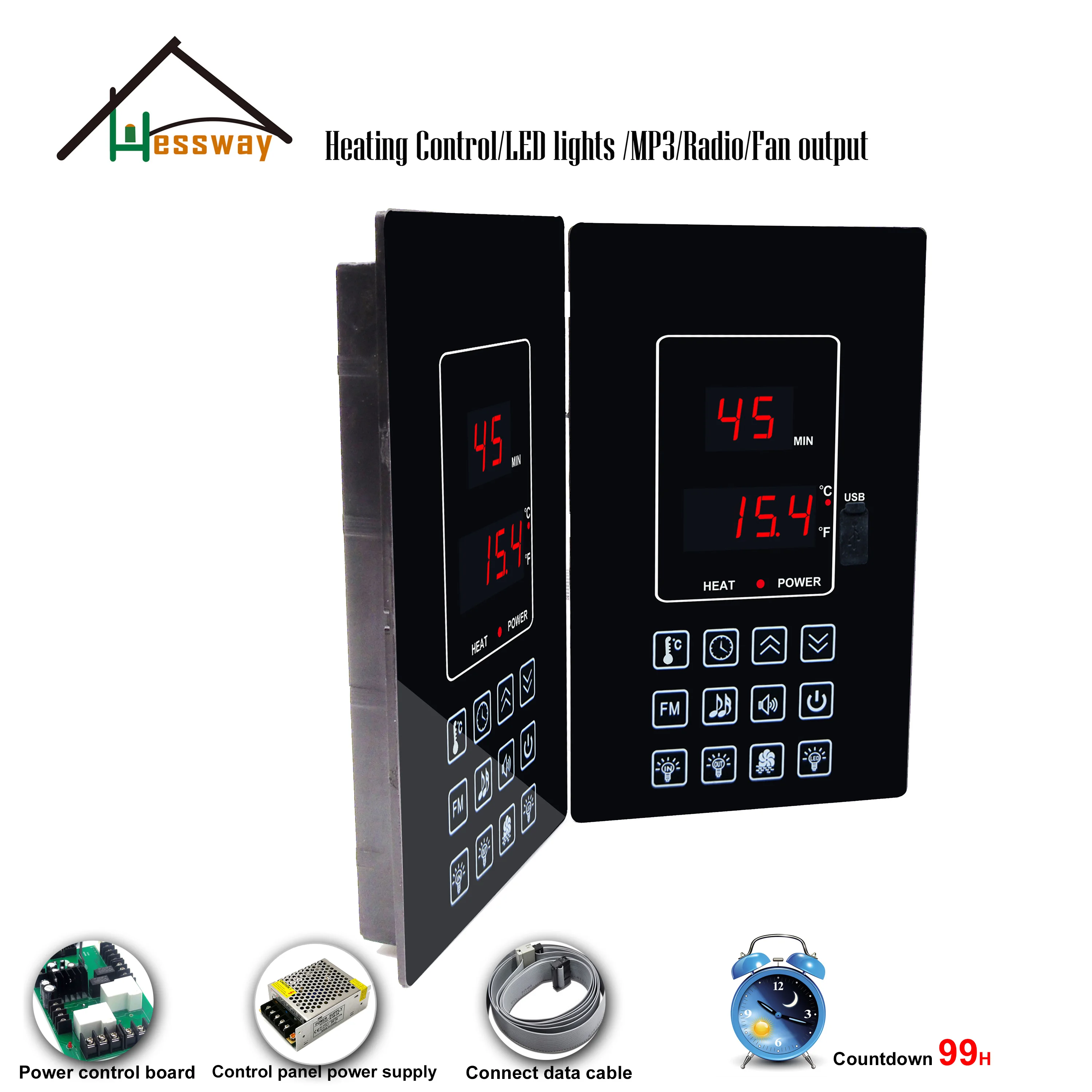 

30A 4.5KW 99 Hour Countdown Room Temperature Switch for Sauna Room Thermostat Celsius Fahrenheit Unit Switch