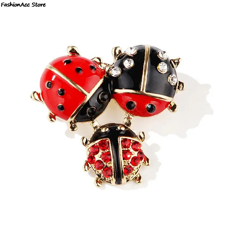 Fashion Enamel Red Ladybug Brooches for Women Cute Insect Rhinestone Brooch Pin Fashion Jewelry Christmas Gift Kids Ornament