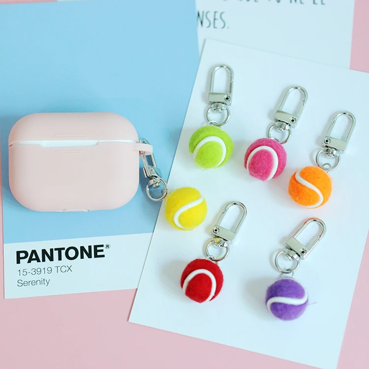 2024 Creative Tennis Ball Imitation Sports Game Cute Keychain For Women Key Chains Ring Car Bag Pendent Airpods Accessories D475