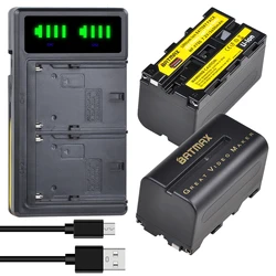 2Pc 5200mAh NP-F750 NP-F770 akumulator litowo-jonowy + ładowarka z podwójnym portem USB LCD dla Yongnuo YN300 III YN-300 III zdjęcie z kamery światło LED do kamery