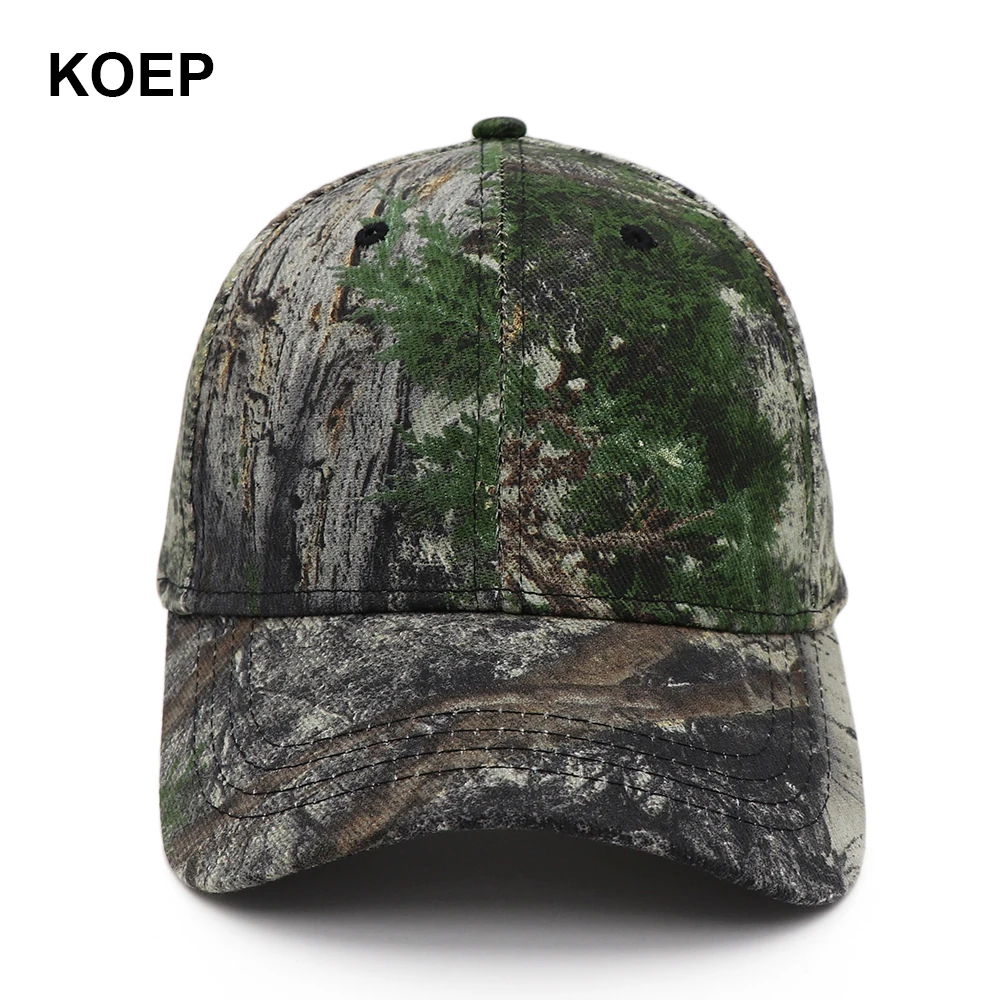 KOEP 2021 New Outdoor Fishing Caps Jungle Baseball Cap Hunting Hat Cotton Camouflage Dad Snapback Hats Green Camouflage