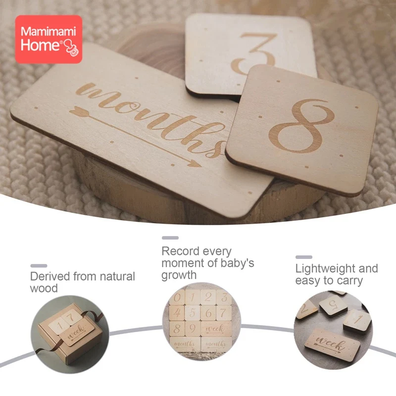 7pcs/set Baby Photography Milestone Cards Wooden Newborn Milestone Card Memorial Monthly Photography Props Kid Toys Souvenir Set