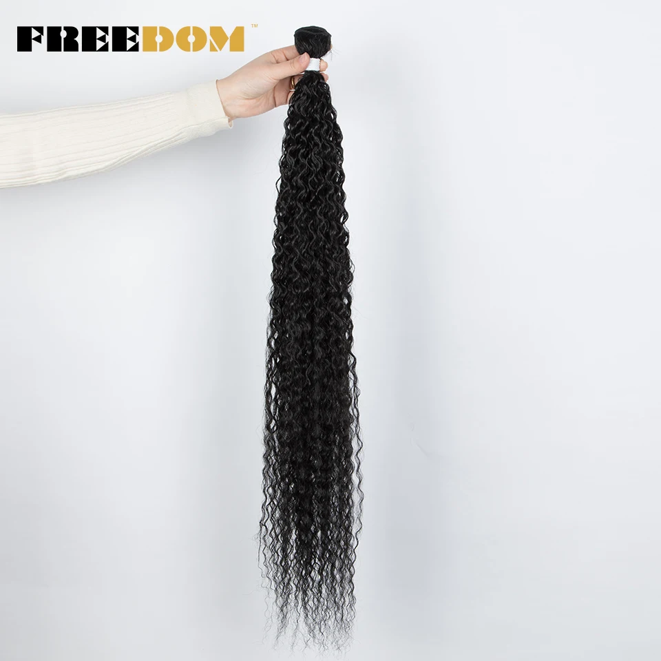 Liberdade-Pacotes de cabelo encaracolado sintético, macio, longo, ombre, marrom, loiro, vermelho, extensões, tecer cabelo, 34 ", 100g por pc