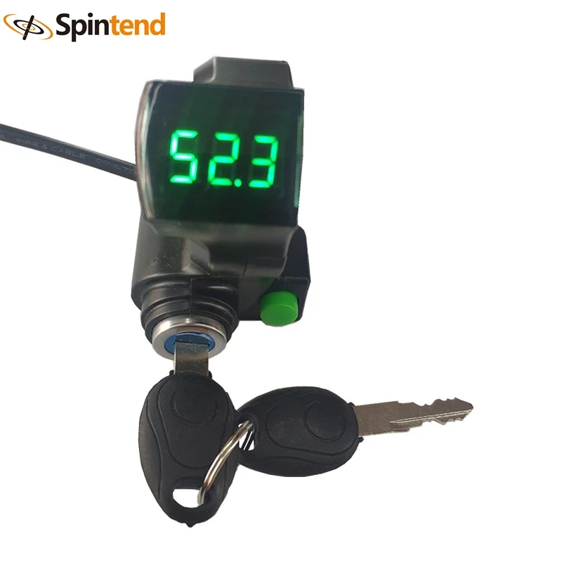 Electric Bicycle Scooter Thumb Throttle with Key Lock, LCD Display Battery Voltage Ebike Finger Thumb Throttle