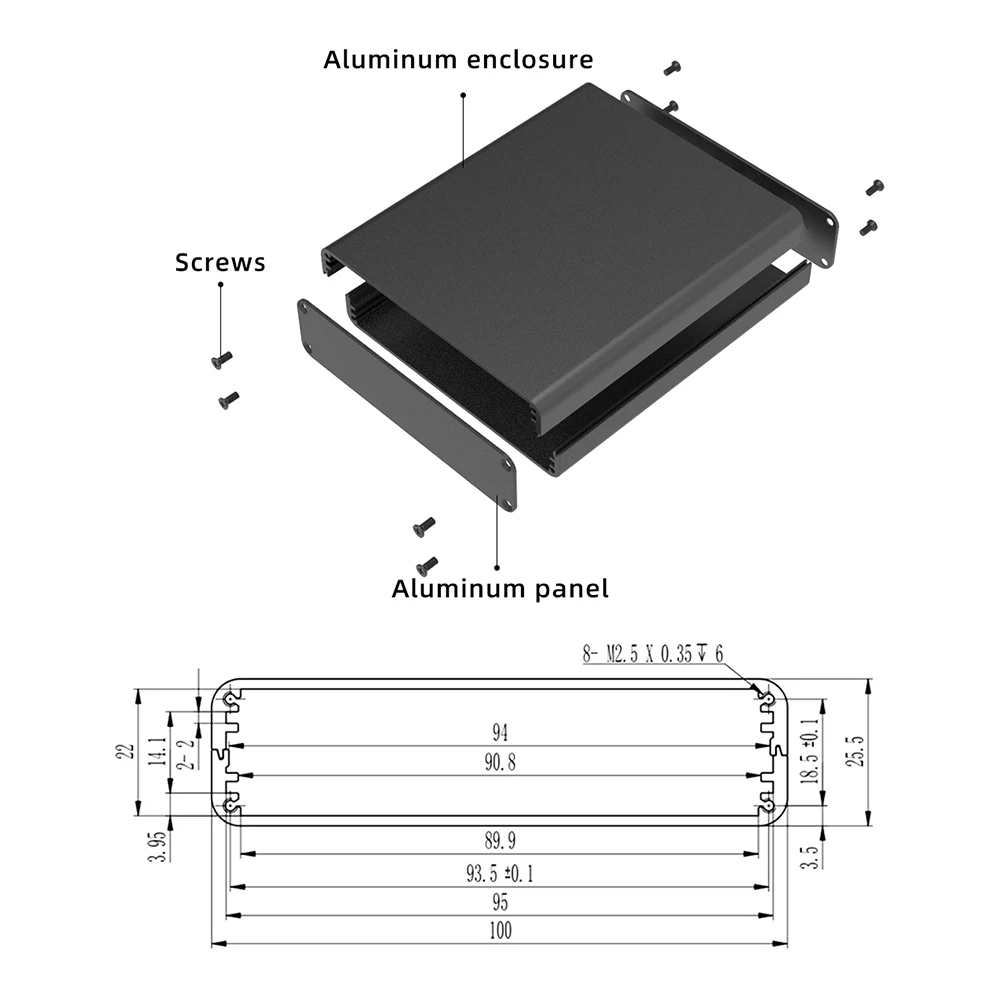 Battery Monitor Case Voltmeter Instrument Enclosure HMI Aluminum Metal Housing H15 100*25.5mm