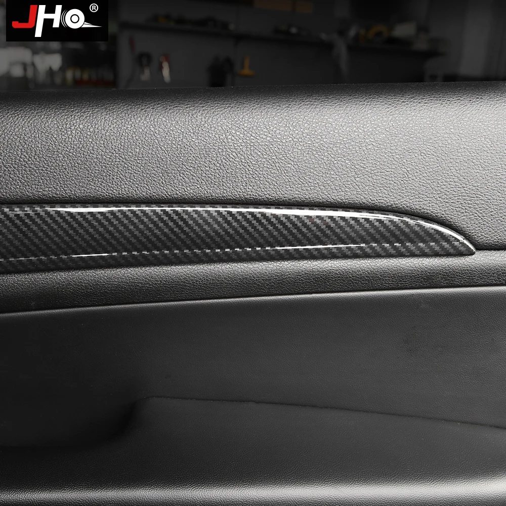 JHO Carbon Grain Inner Door Handle Panel Cover Trim For 2014-2019 Jeep Grand Cherokee 2017 2016 2015 2018 Limited WK2 Overland