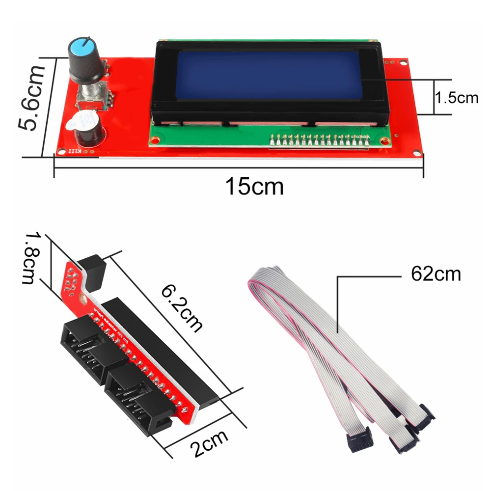 3D Printer Controller Kit for Arduino RepRap RAMPS 1.4 + 2560 Board + A4988 Stepper Motor Driver + LCD 2004 Graphic Display