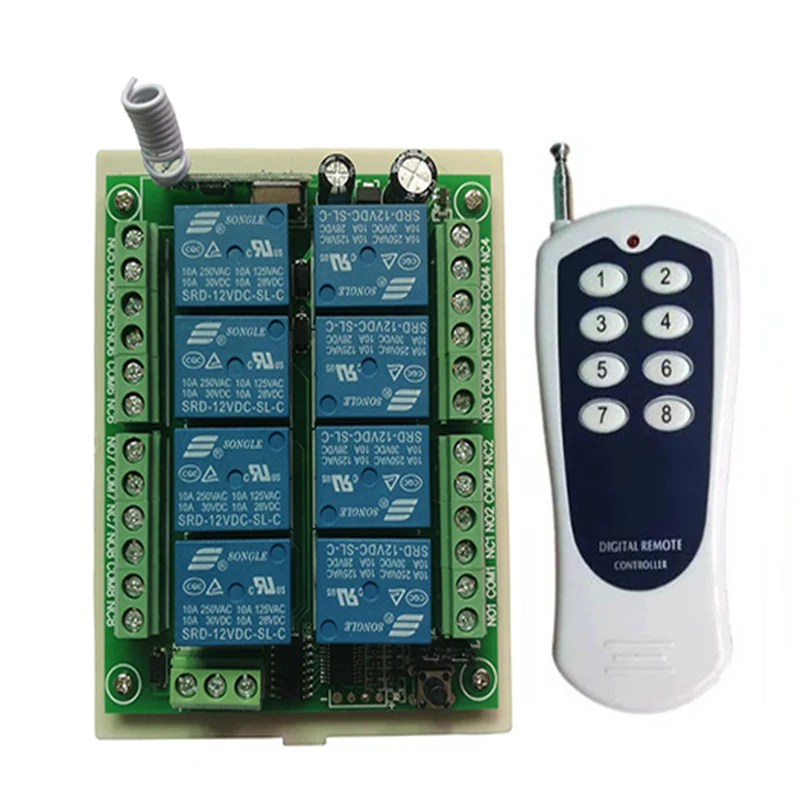 

DC 12V 24V 8 CH Channels 8CH RF Wireless Remote Control Switch System,315/433 MHz Transmitter and Receiver/Garage Doors/ lamp