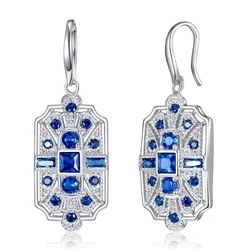 Fashion  Art Deco Blue Stone Drop Dangle Earrings Hook Earring CZ Women Charm Bridal Engagement Wedding Jewelry Gift