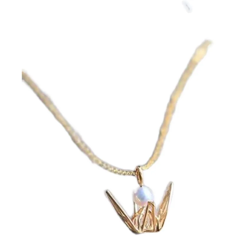 Paper Crane Pendant Fittings DIY Pearl S925 Silver Jewelry Making For 4-5mm Pearls(Not Including pearls)